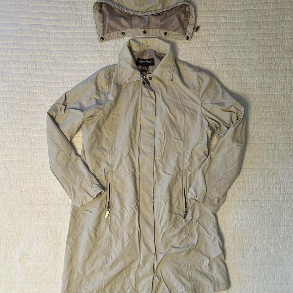 Eddie Bauer Cream Trench Coat Parka Jacket